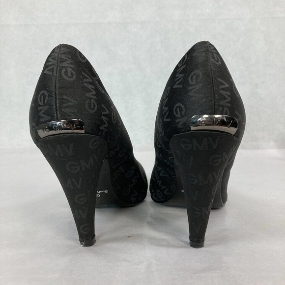 GMV GianMarco Venturi Pumps Womens‎ Sz 9.5 Vintage Black Leather Logo Heels - Picture 3 of 6